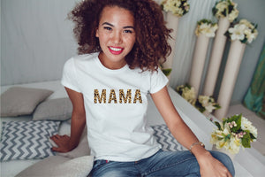 Animal Leopard Print Plain Mama Slogan T-Shirt