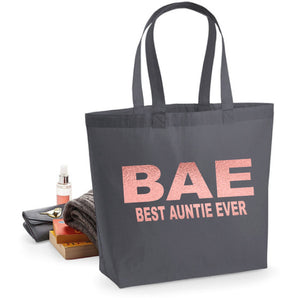 BAE Best Auntie Ever Rose Gold Text Tote Bag