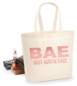 BAE Best Auntie Ever Rose Gold Text Tote Bag