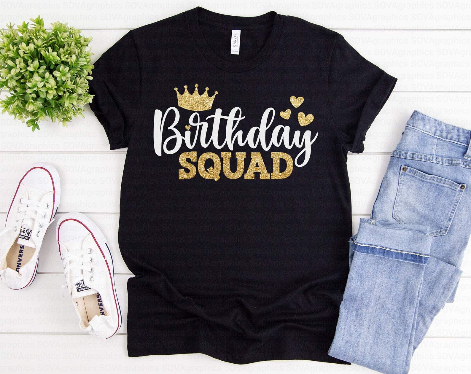 Birthday Girl and Squad Sparkly Bling T-Shirts