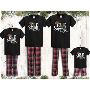 Black Family Matching Elf Squad Tartan Pyjamas
