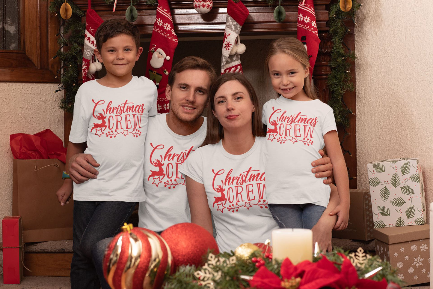 Christmas Crew Family White T-shirts