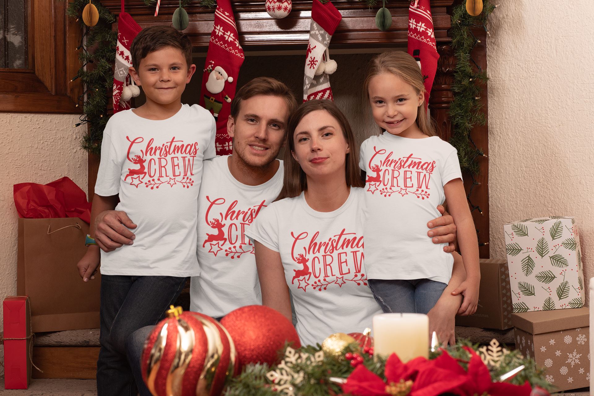 Christmas Crew Family White T-shirts