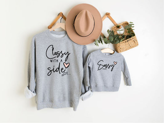 Classy with a side of Sassy Mummy and Child Grey Sweatshirts