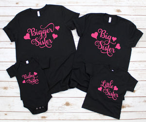 Sisters Matching Black T-shirts