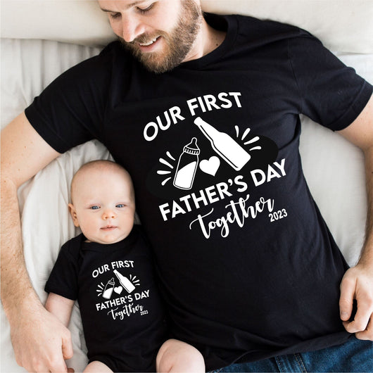 Dad and Baby First Fathers Day Matching Tops