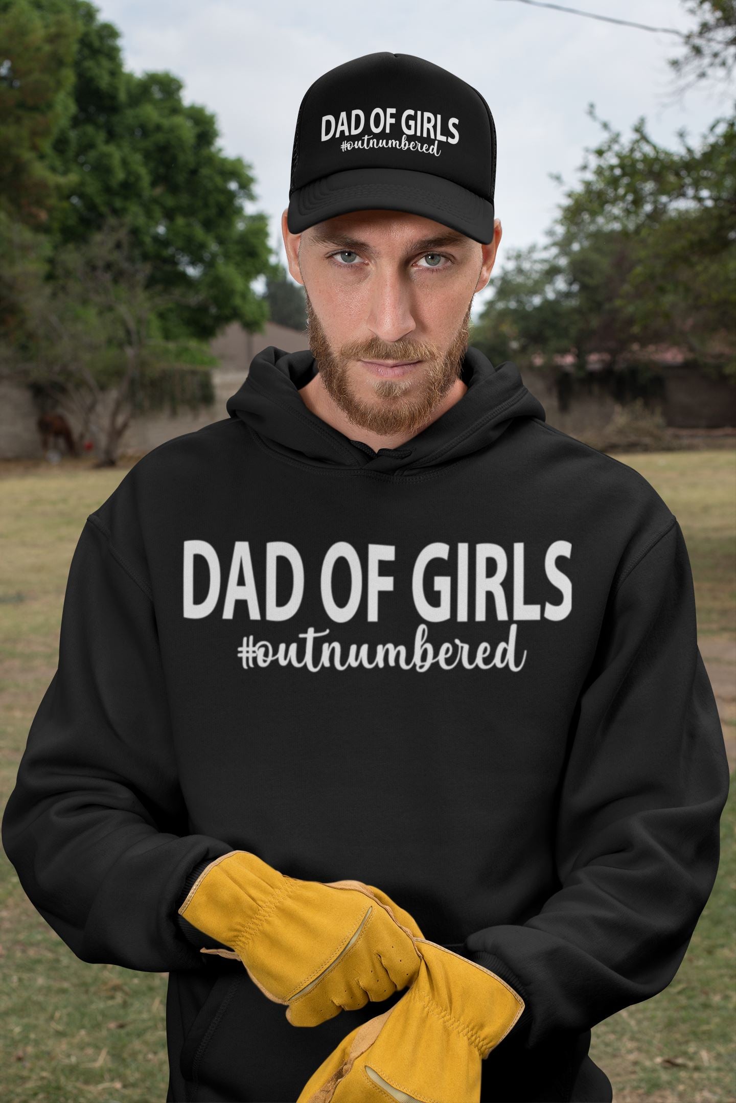 Dad Of Girls Black and White Cap