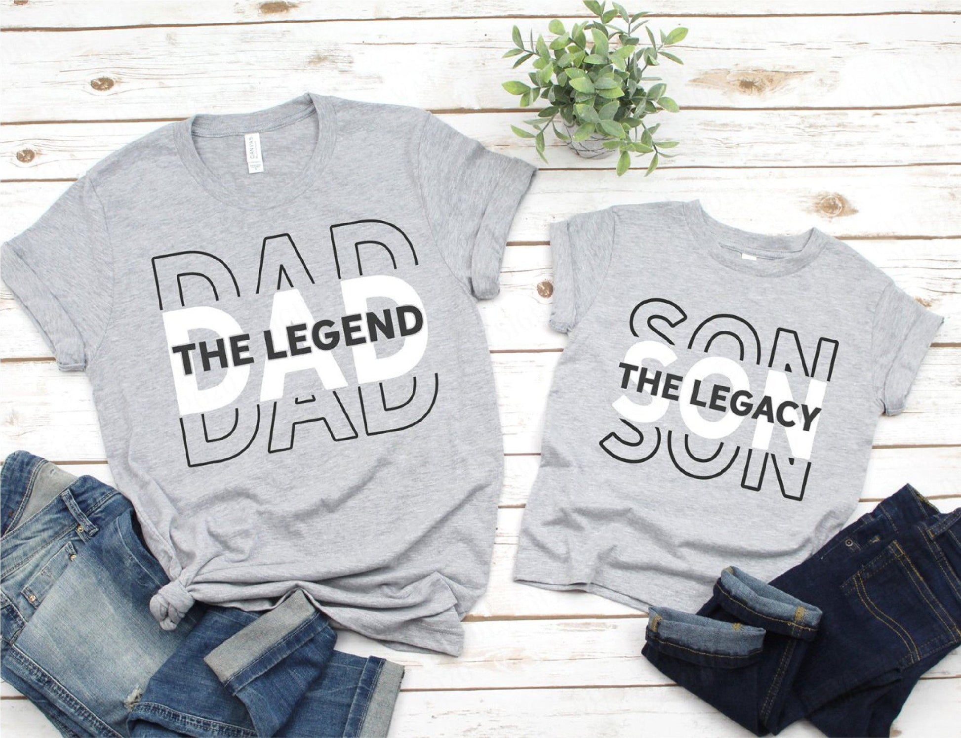 Dad Son Legend Legacy Matching T-shirts Black Mens Small Dad