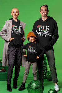 Elf Squad matching family black hoodies
