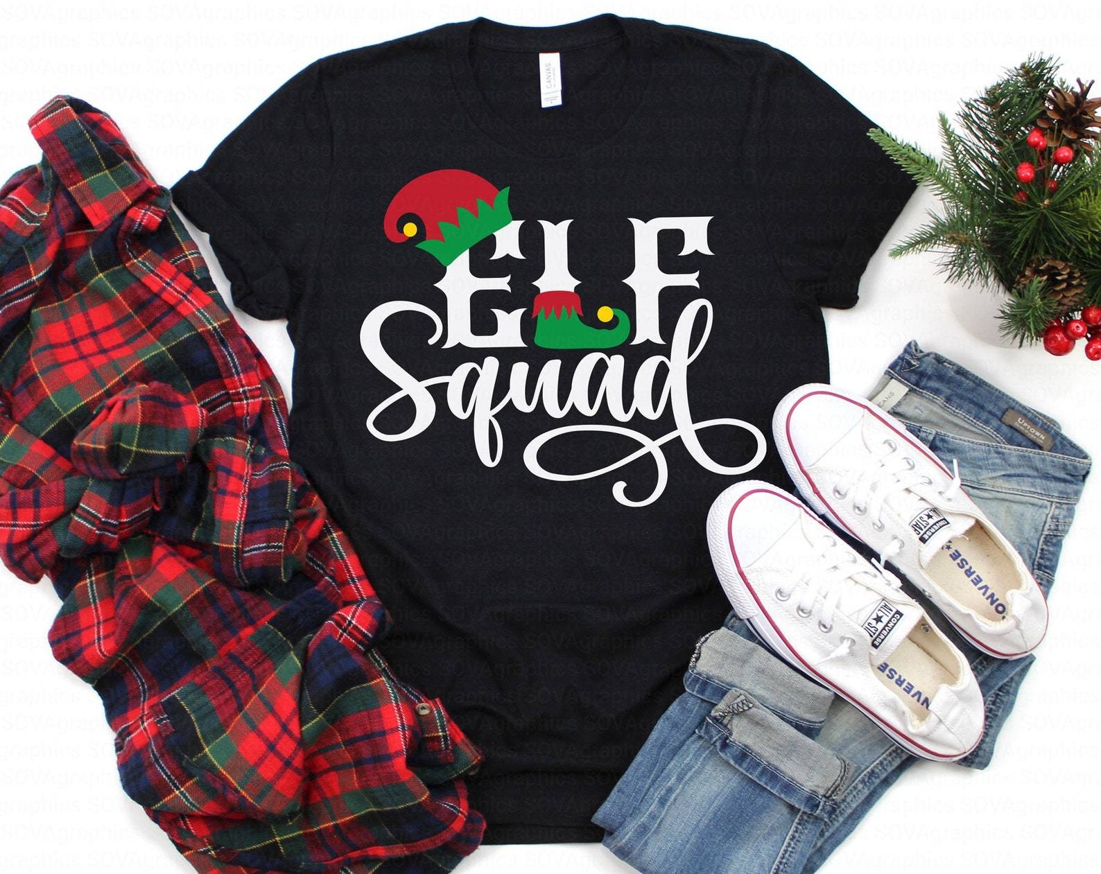 Limited Edition Elf Squad Family Matching Black Christmas T Shirts Print My Tops