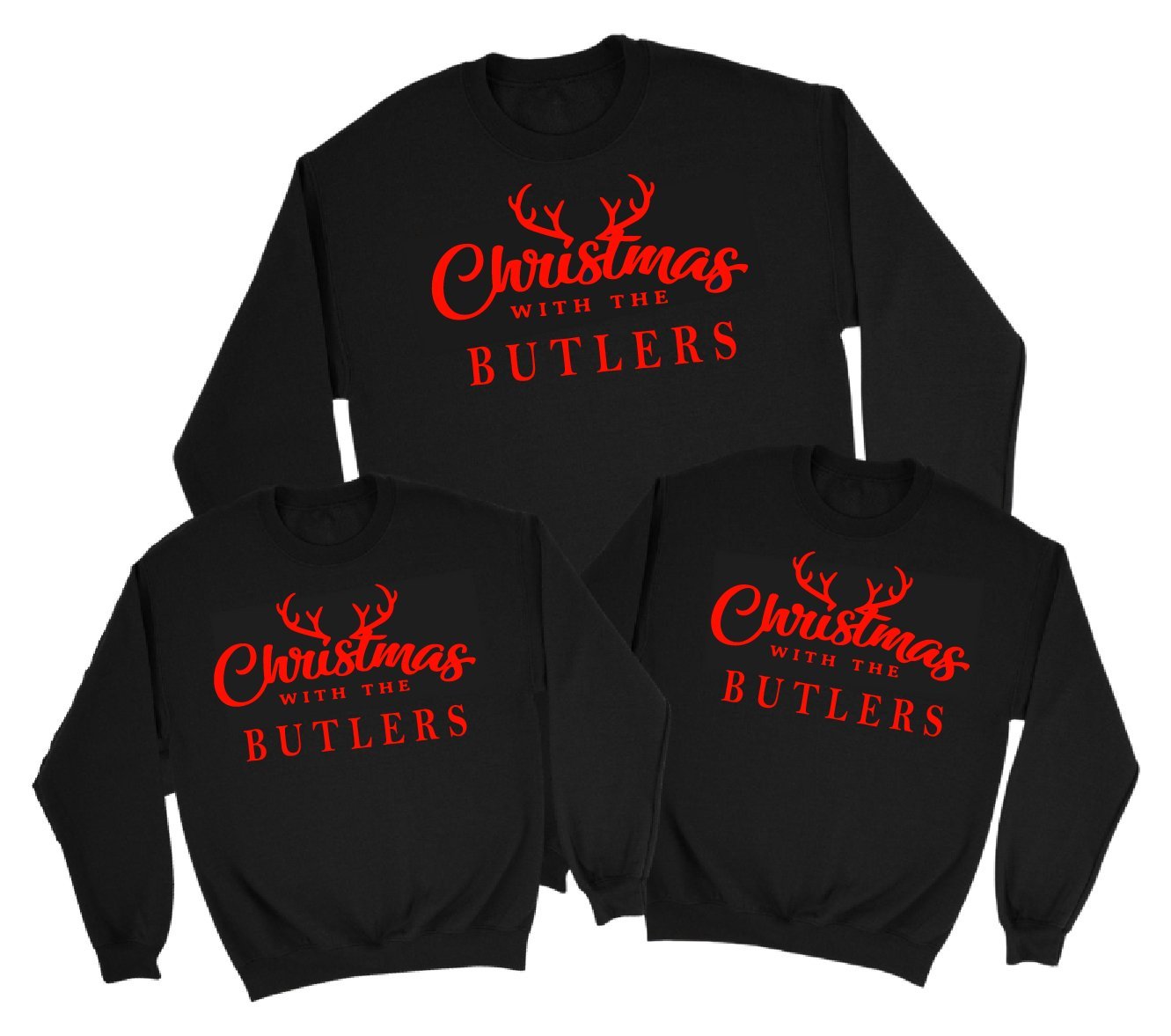 Family Surname Christmas Black Sweatshirts