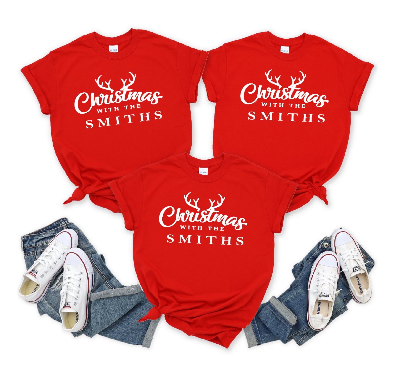Family Surname Christmas Red T-shirts