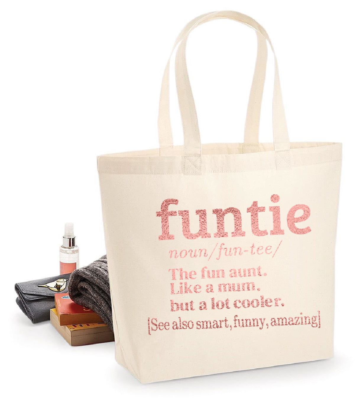 Funtie Rose Gold Text Tote Bag