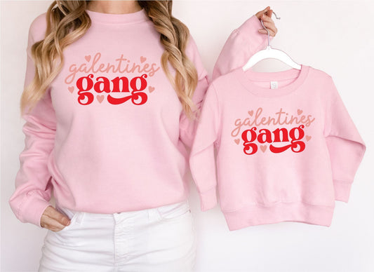 Galentines Matching Pink Sweatshirts Sweatshirt Print My Tops Kids 1-2 Years 