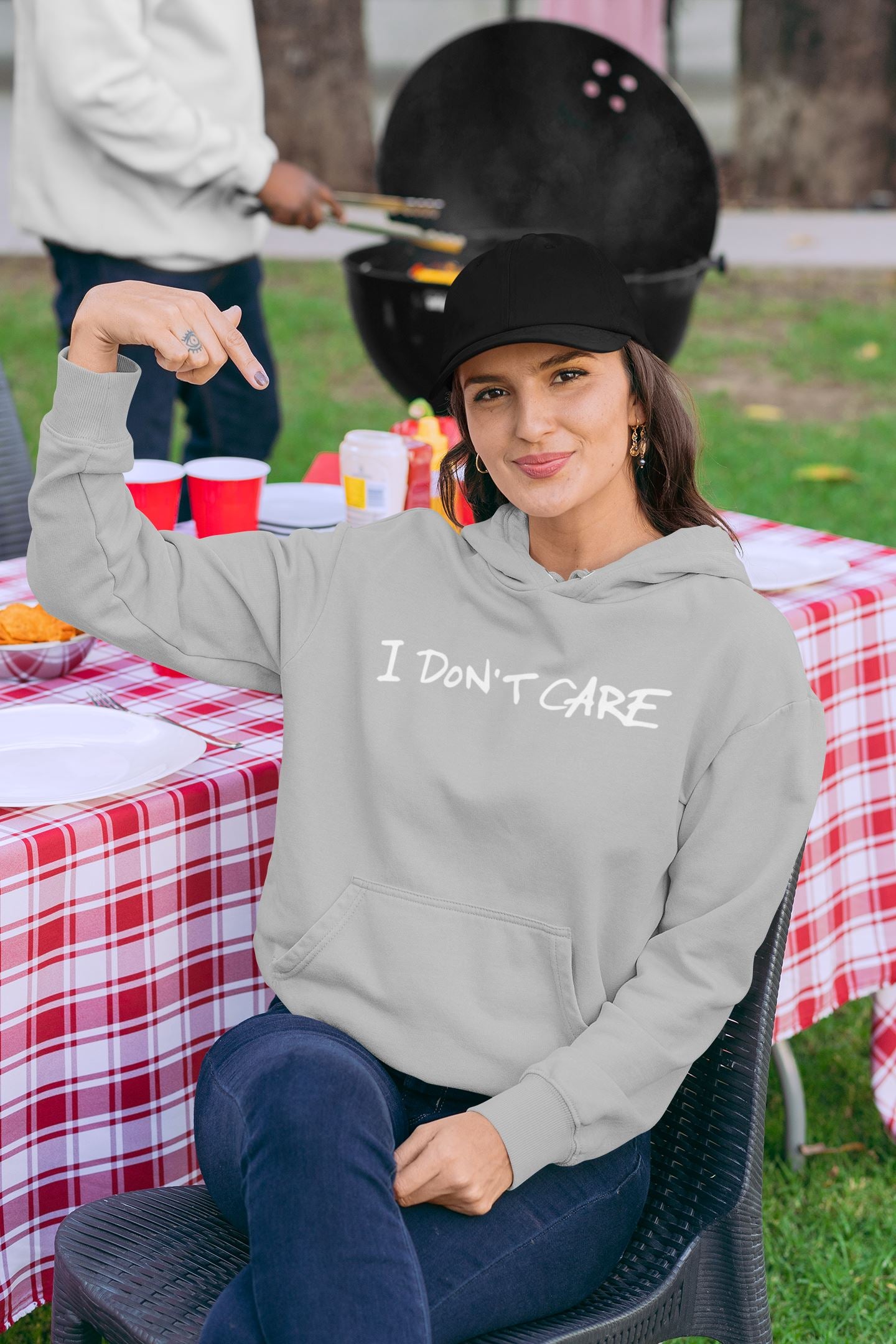 I don't care Slogan Hoodie