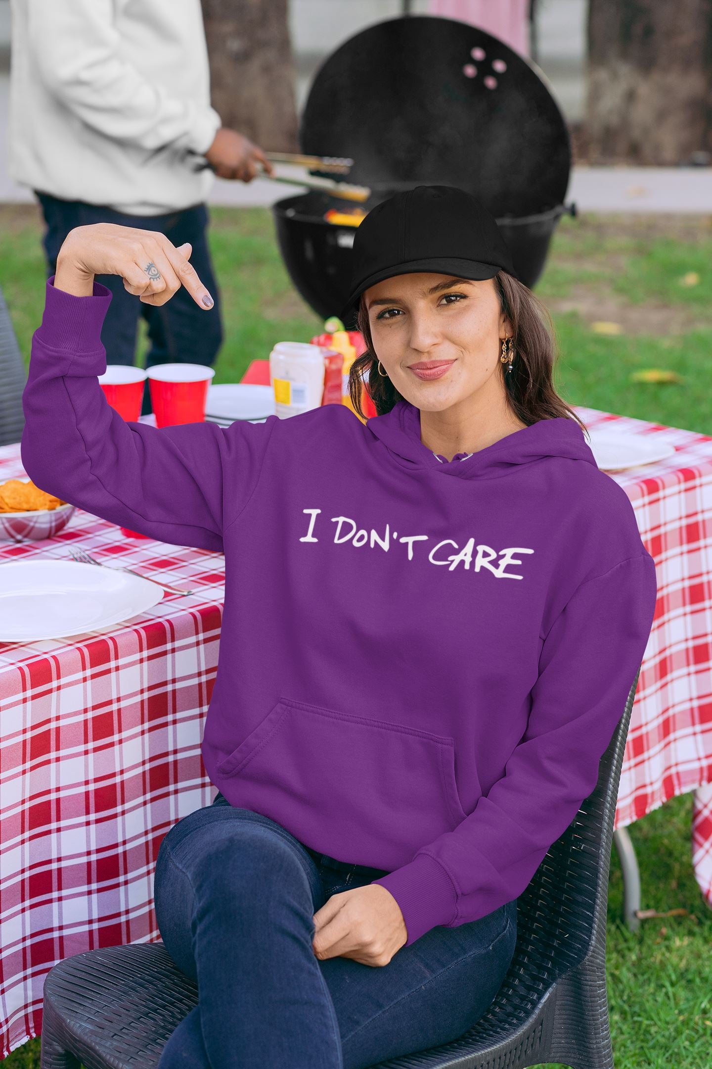 I don't care Slogan Hoodie