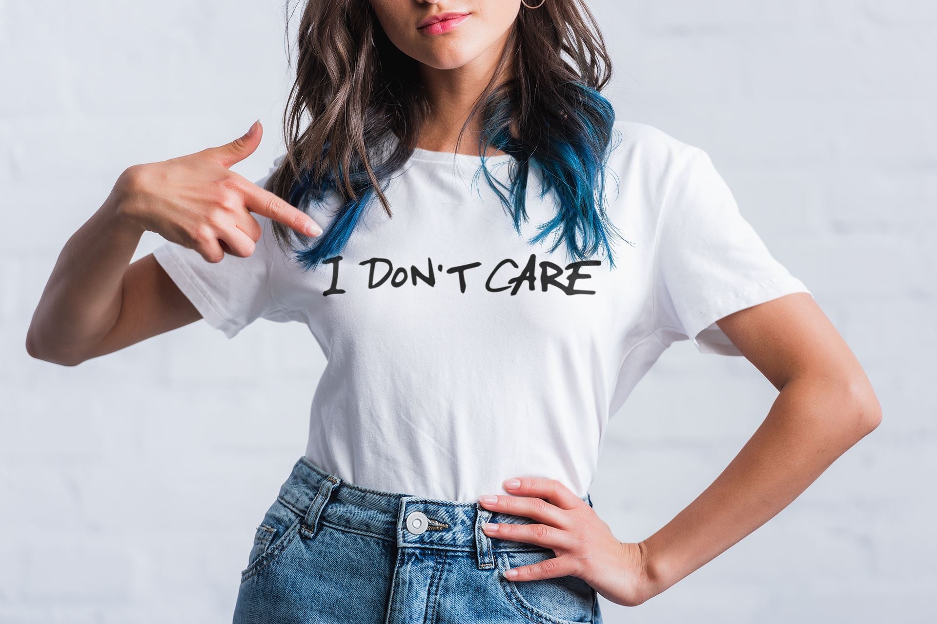I don't care Slogan T-shirt