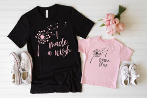 I made a wish matching black and pink T-shirts