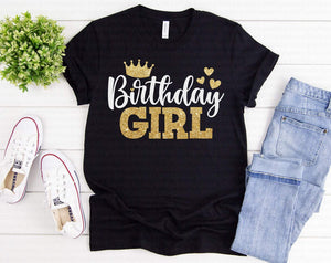 Kids Birthday Girl and Squad Sparkly Bling T-Shirts