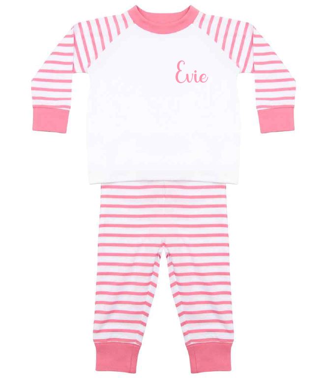 Cute Kids Personalised Name Pyjamas Pink Blue – Print My Tops