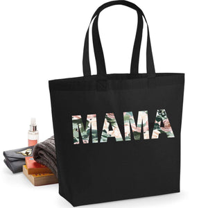 MAMA Floral Text Tote Bag