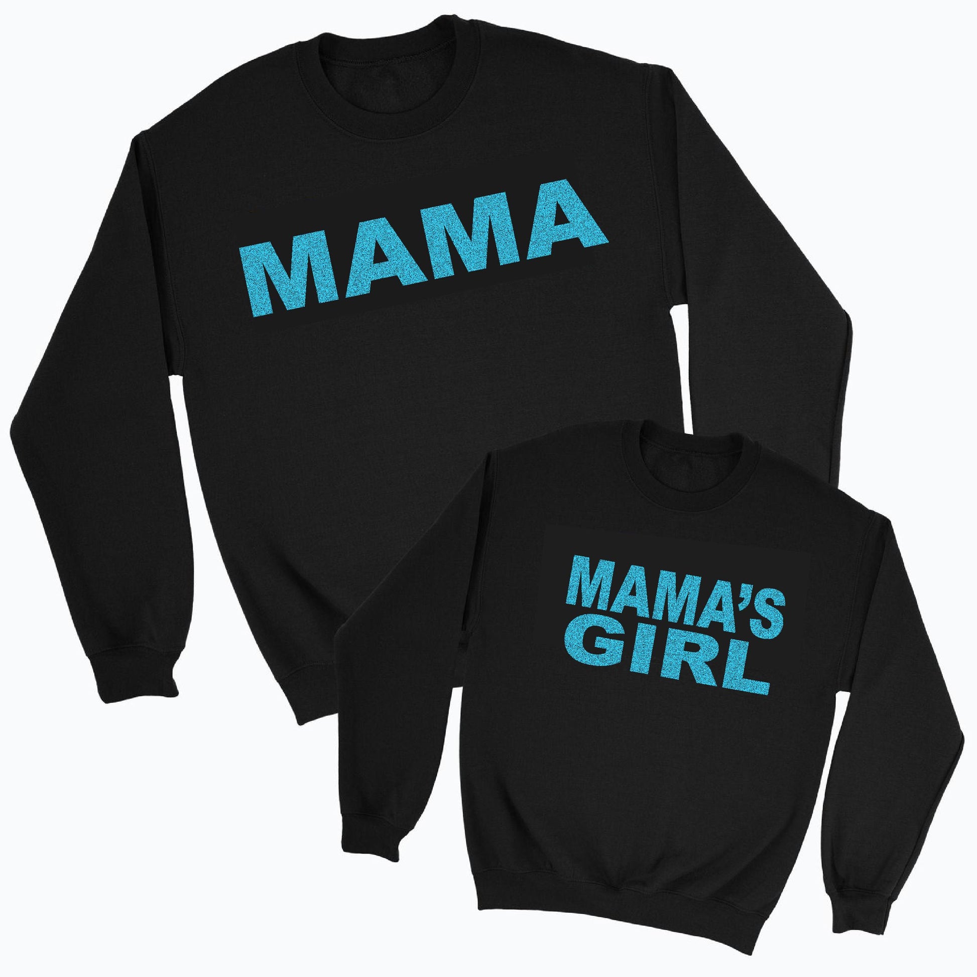 Mama & Mama's Girl Glitter Sweatshirts Black