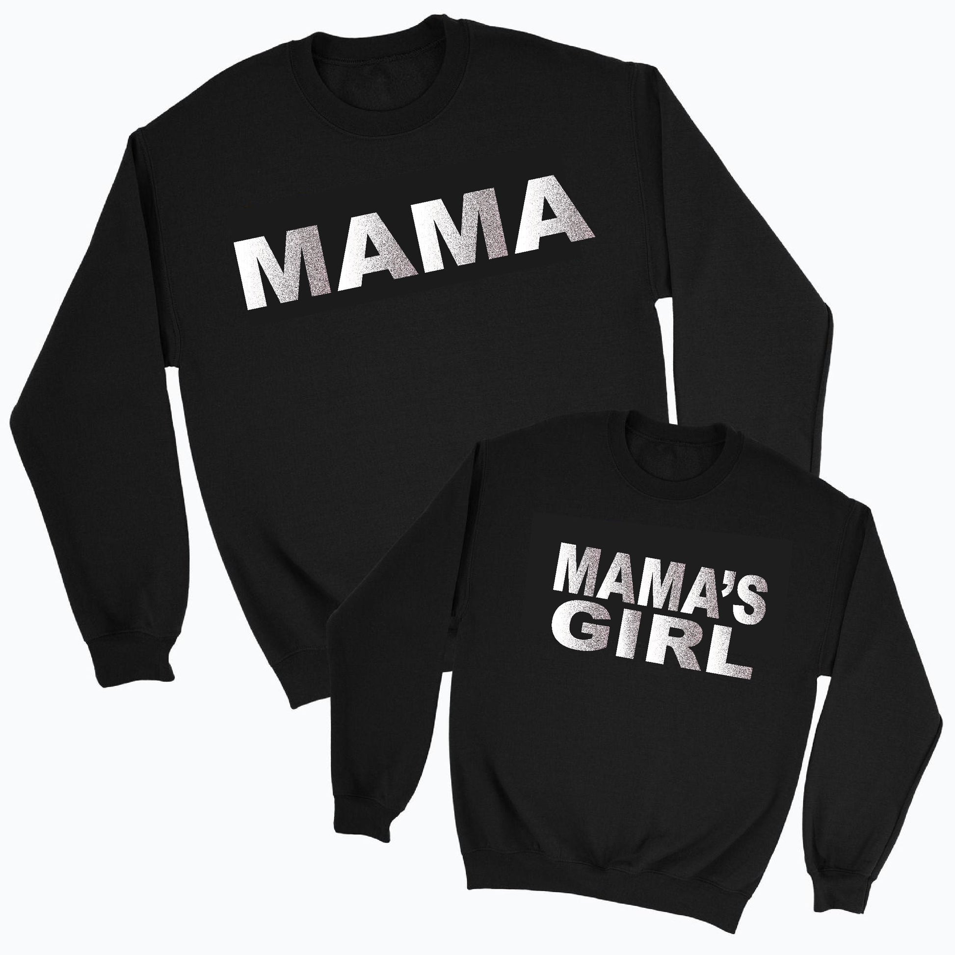 Mama & Mama's Girl Glitter Sweatshirts Black