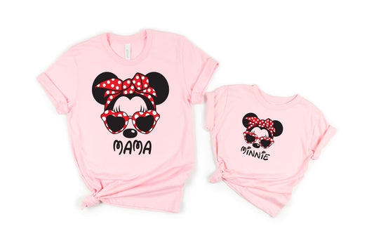 Mama & Minnie Ears Matching Pink T-Shirts