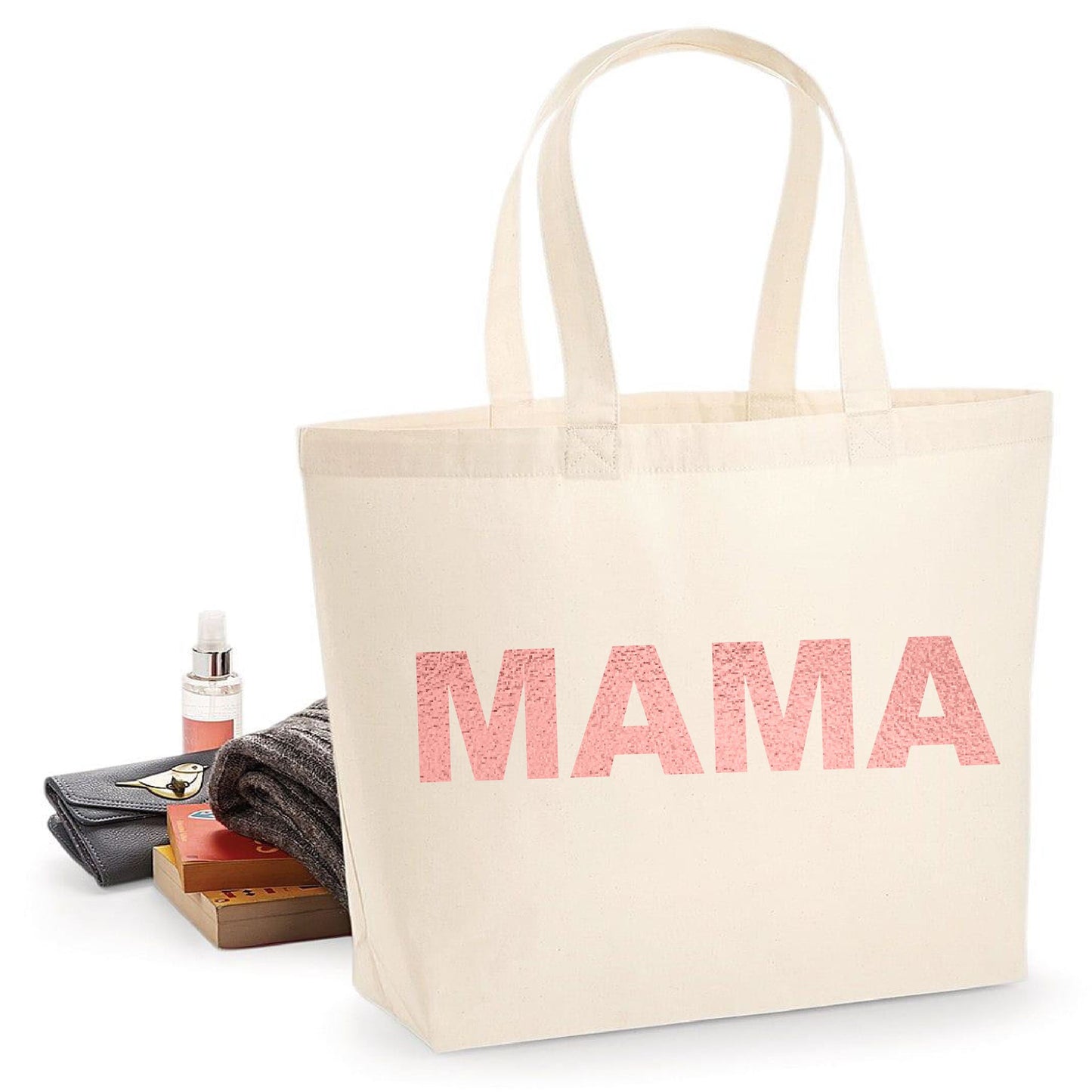 MAMA Rose Gold Text Tote Bag
