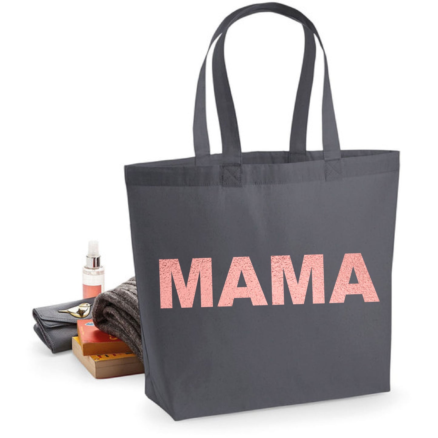 MAMA Rose Gold Text Tote Bag