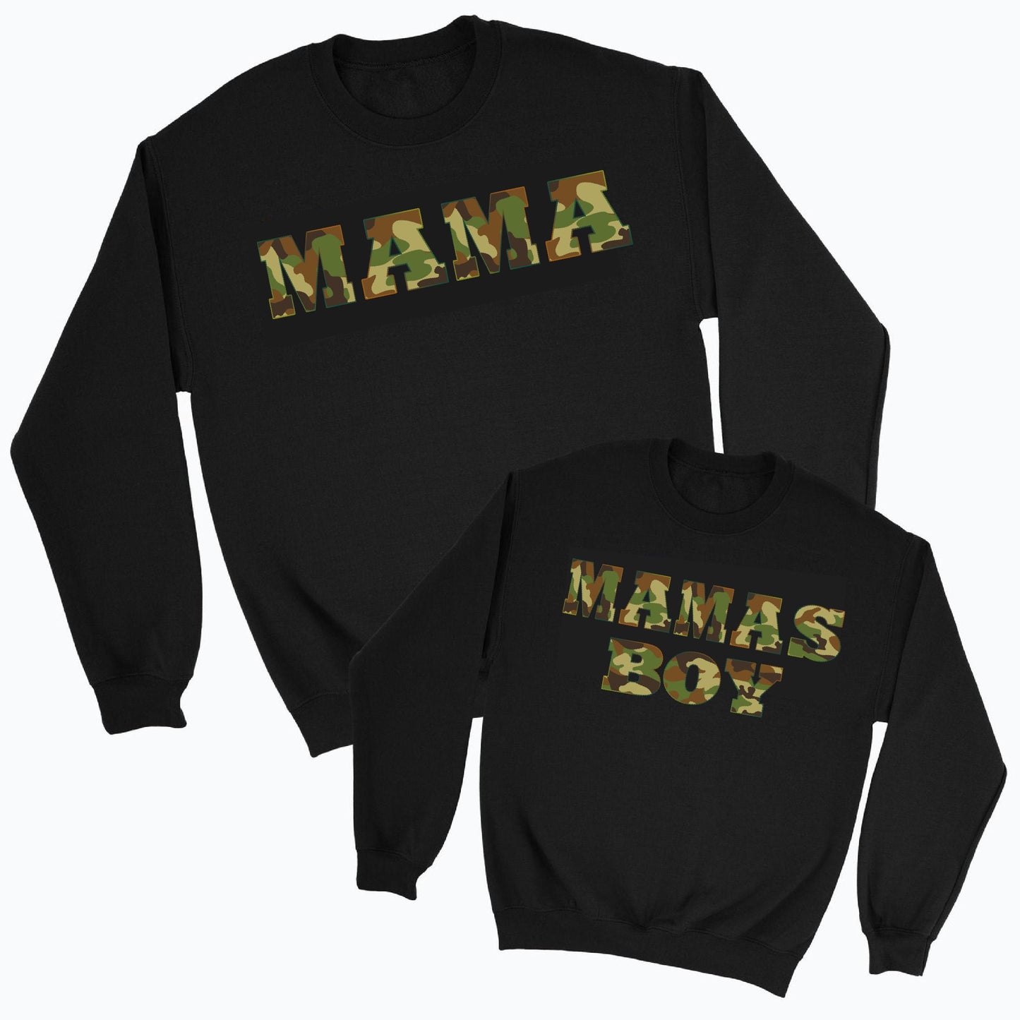 Matching Camo Print Mama and Mama's Boy Sweatshirts