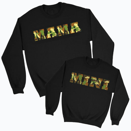Matching Camo Print Mama and Mini Sweatshirts