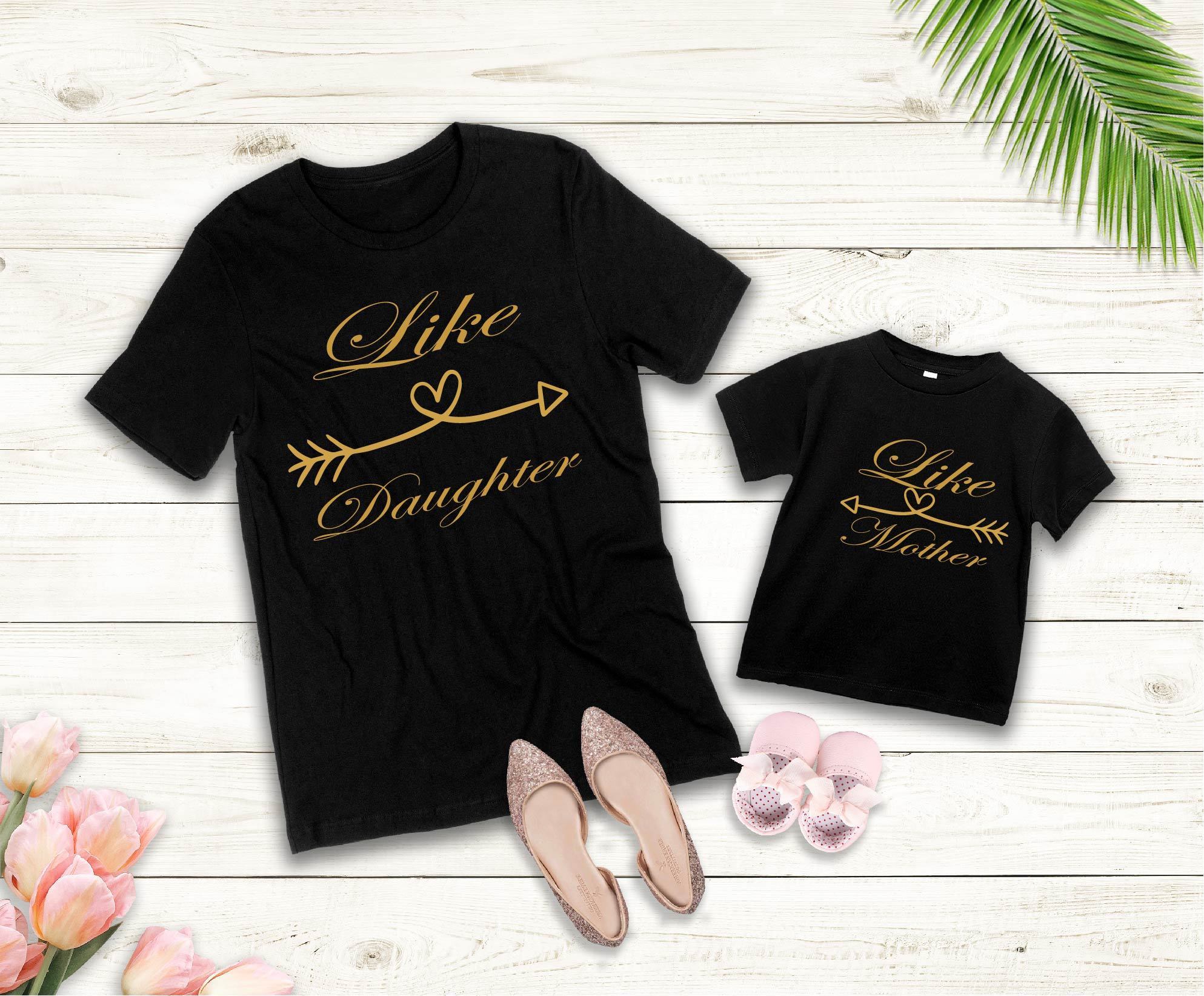 Love Print – Magliette Coordinate Mamma E Figlia/Figlio, Idea Regalo Festa Della Mamma, Glitter Oro, 100% Cotone