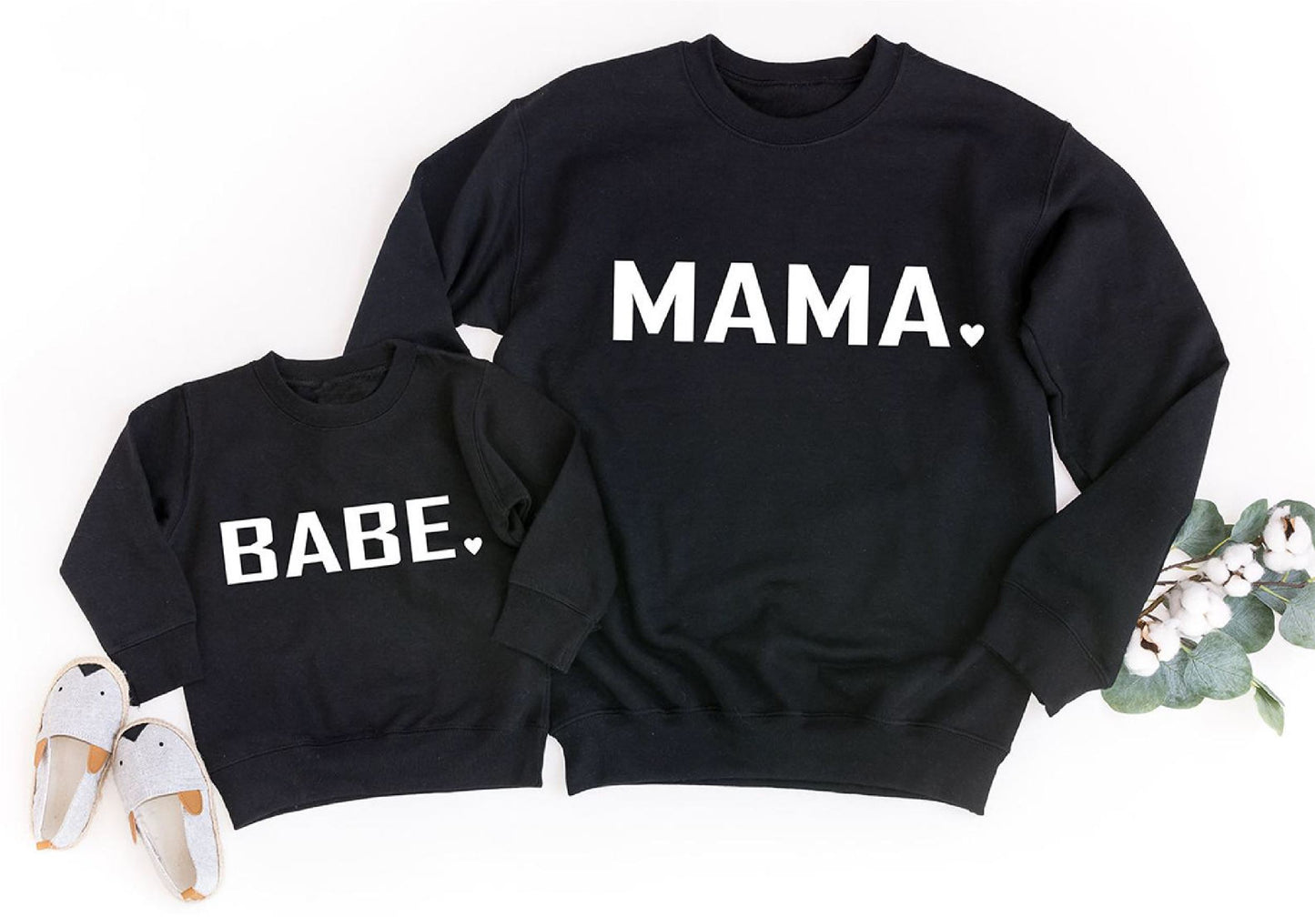 Matching Mama and Babe Black Sweatshirts