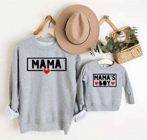 Matching Mama & Mamas boy Grey Sweatshirts