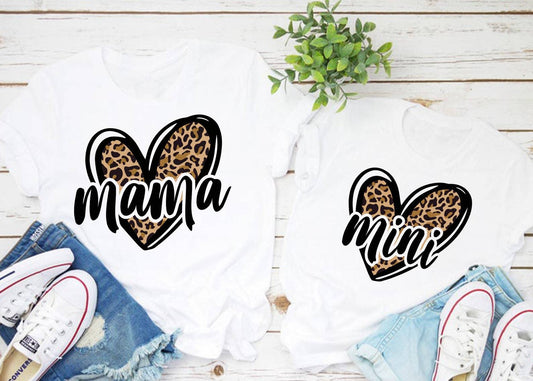 Matching Mama & Mini Animal Print Heart T-shirts