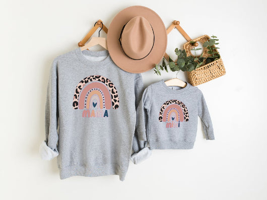 Matching Mama & Mini Rainbow Grey Sweatshirts