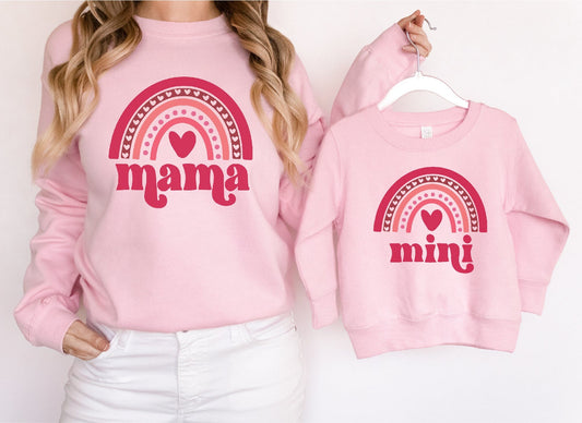 Matching Mama Mini Rainbow Pink Sweatshirts