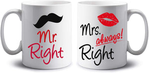 Mr Right and Mrs Always Right Mug Set