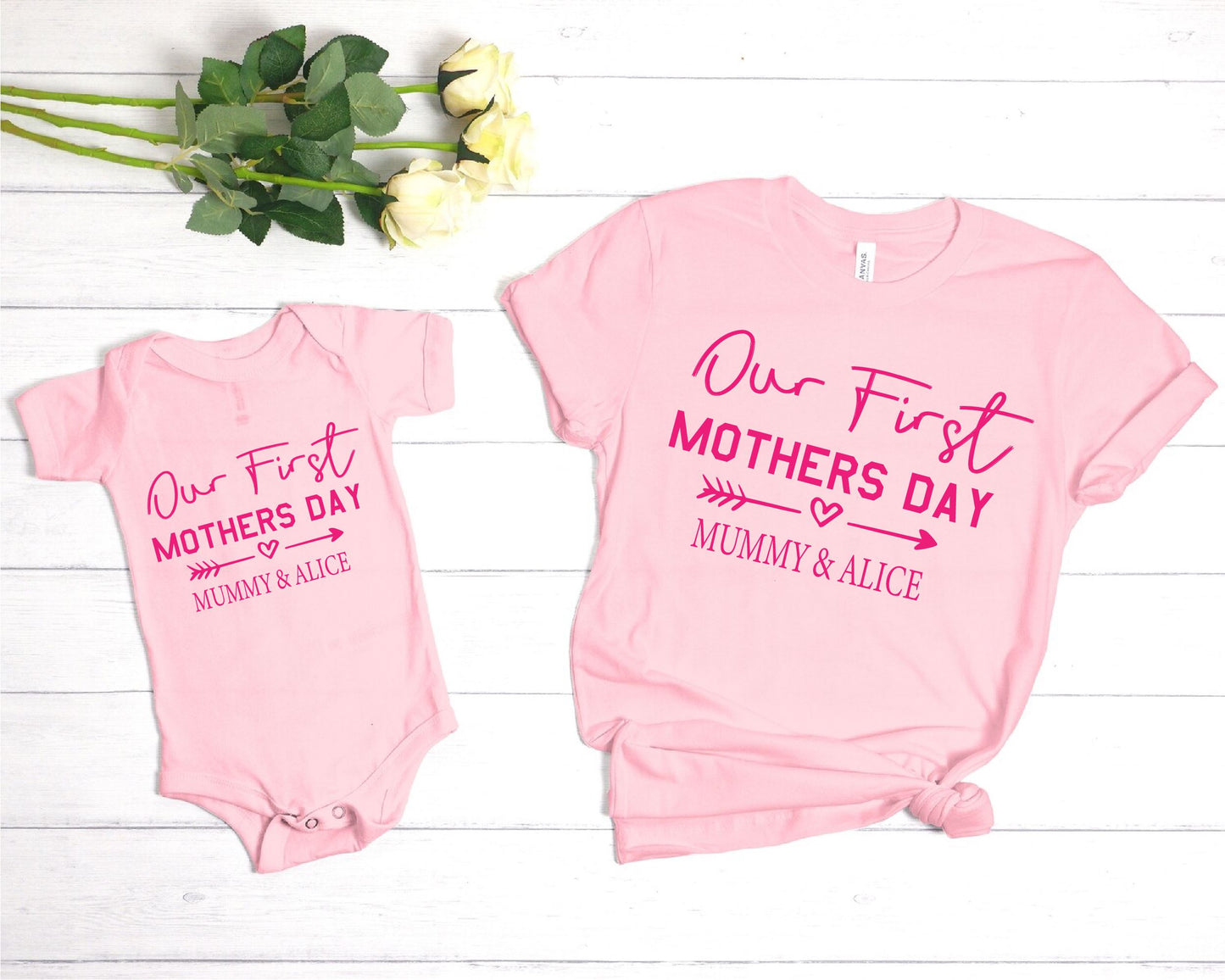 Mum and Baby First Mothers Day Personalised Matching Tops