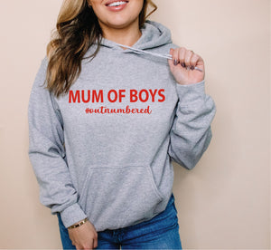 Mum Of Boys #outnumbered Hoodie