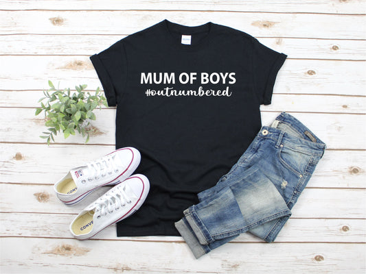 Mum Of Boys #Outnumbered T-Shirt