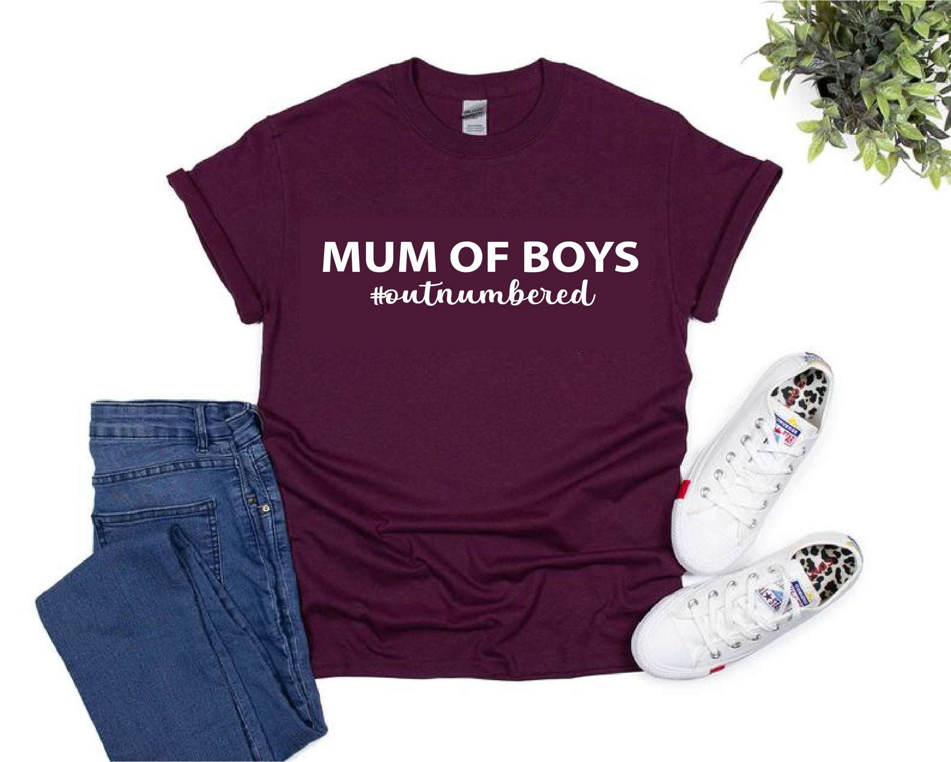 Mum Of Boys #Outnumbered T-Shirt