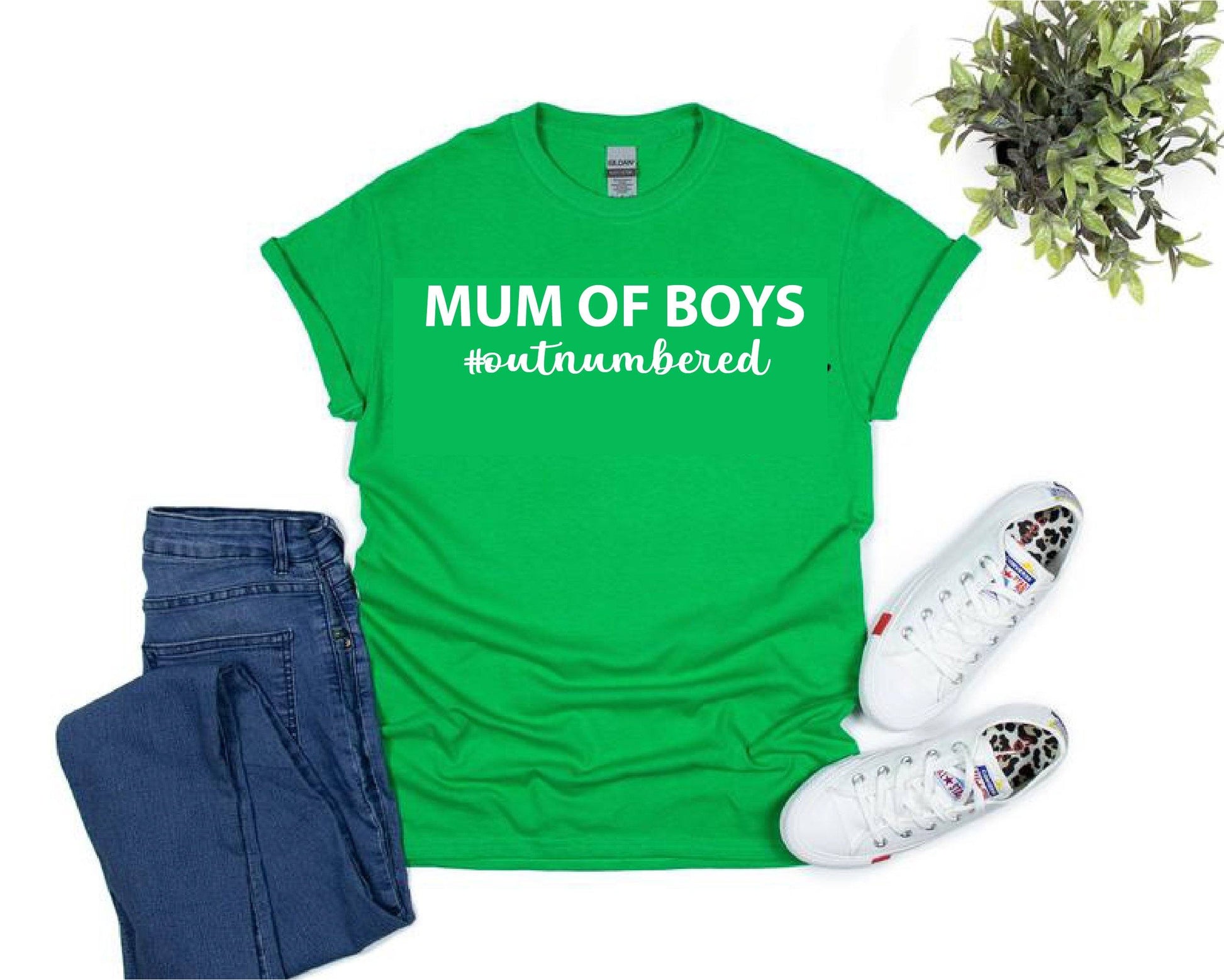 Mum Of Boys #Outnumbered T-Shirt