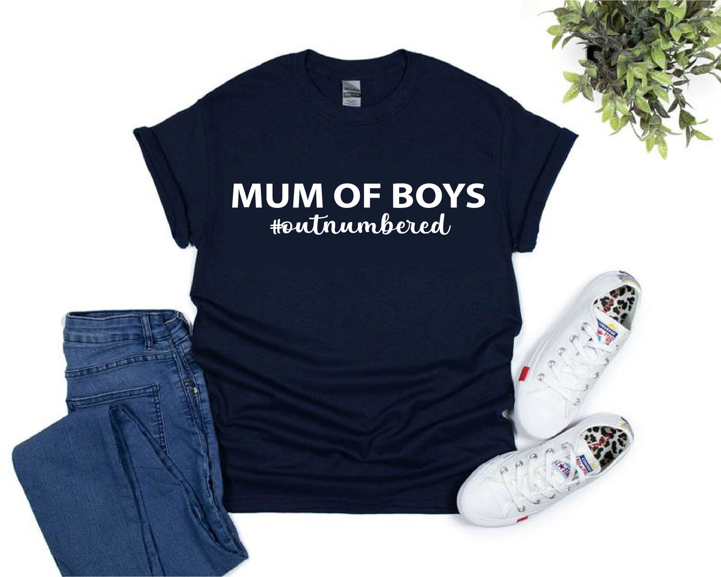 Mum Of Boys #Outnumbered T-Shirt