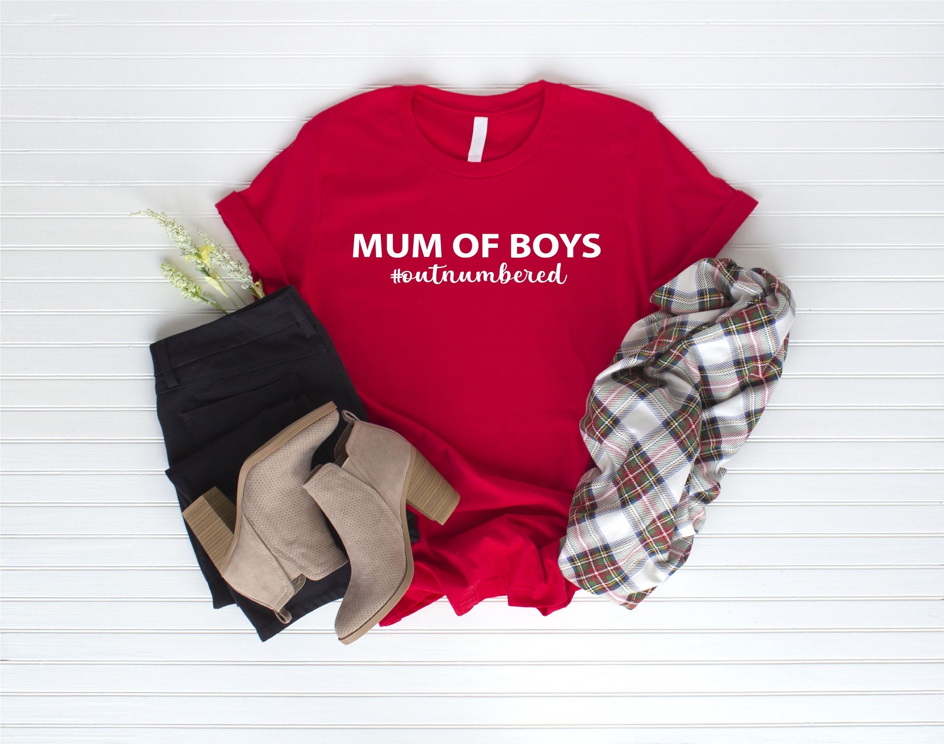 Mum Of Boys #Outnumbered T-Shirt