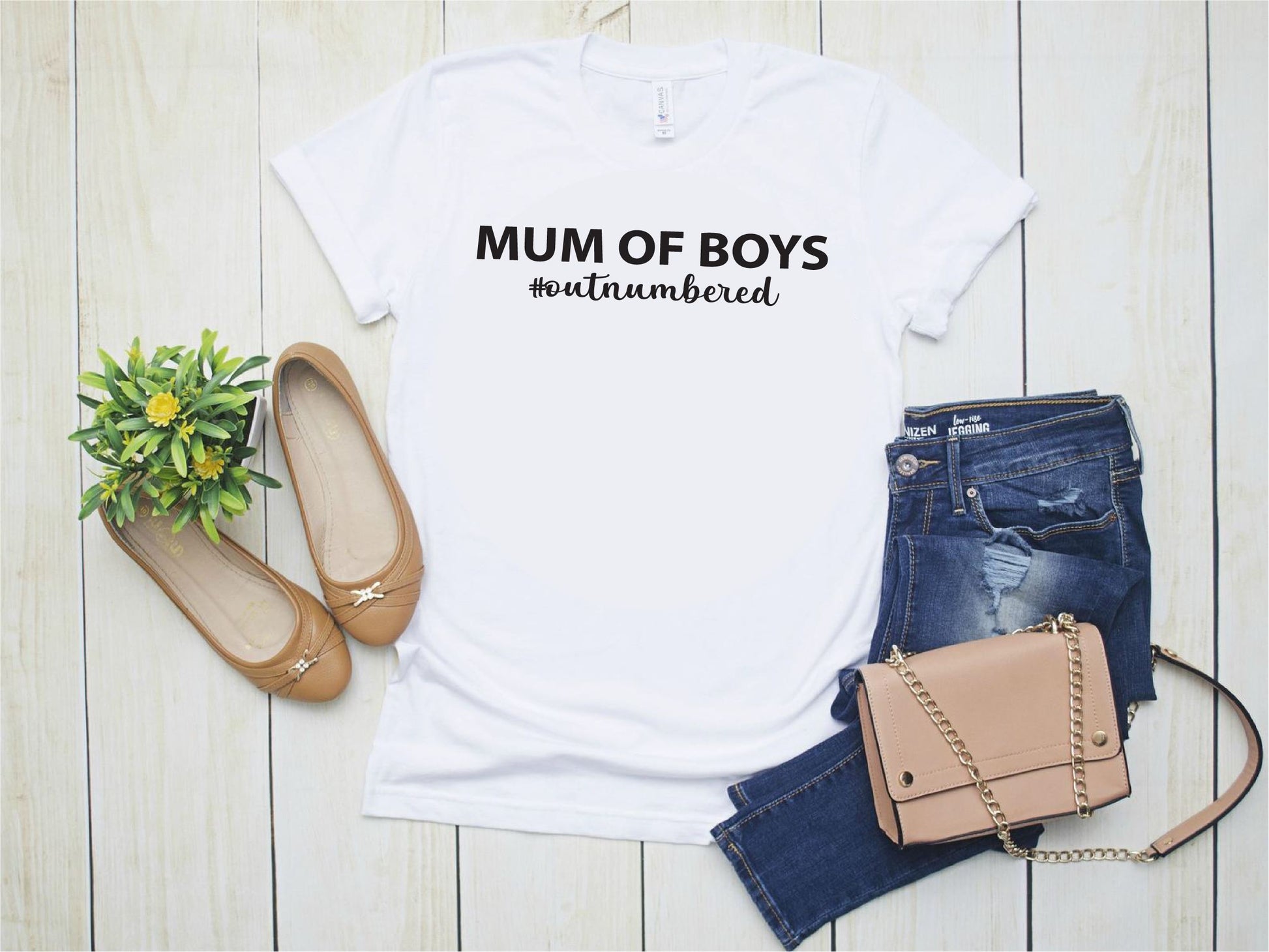 Mum Of Boys #Outnumbered T-Shirt