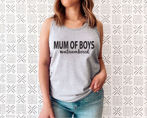 Mum Of Boys #Outnumbered Vest Top