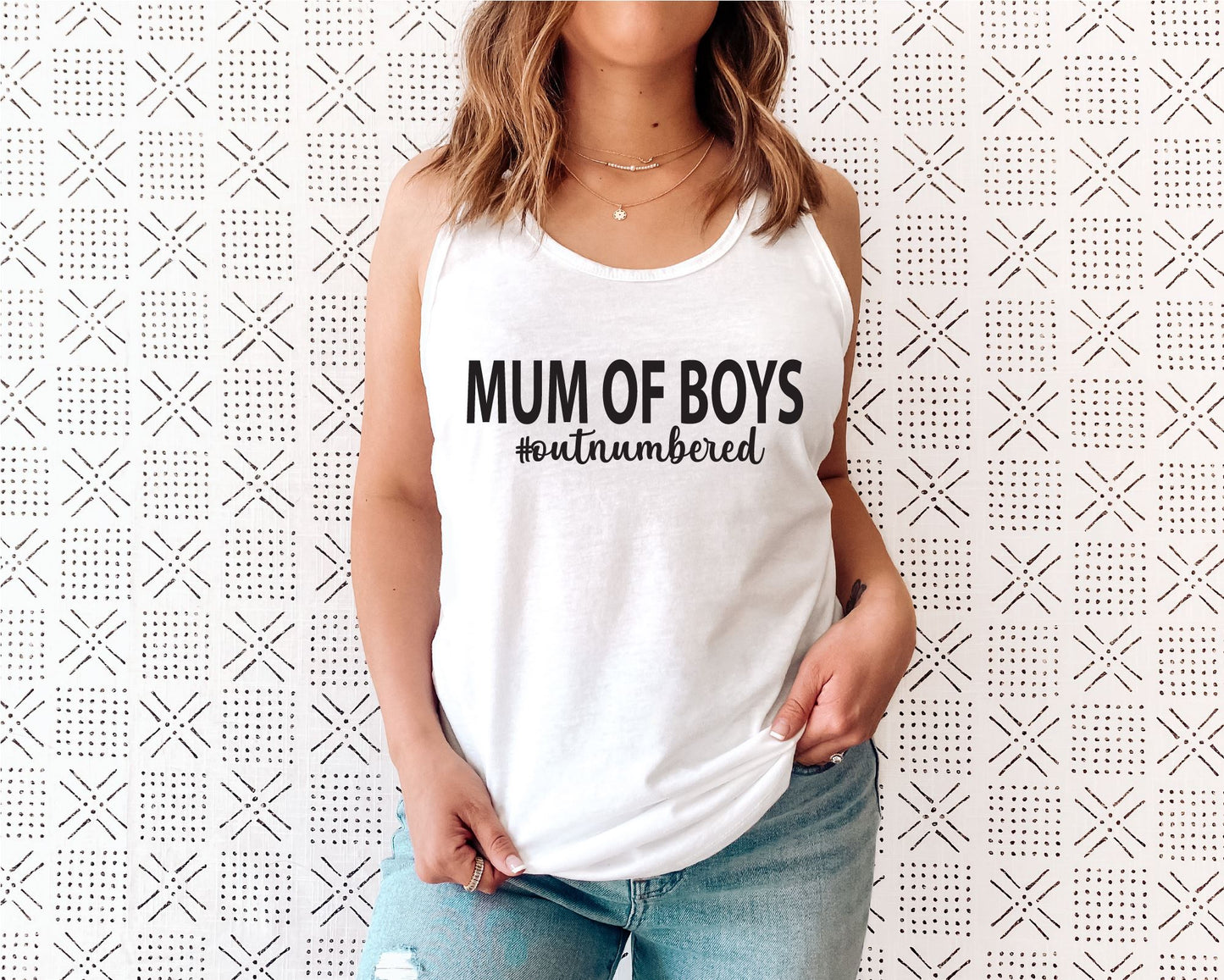 Mum Of Boys #Outnumbered Vest Top