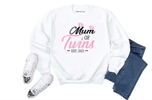 Mum of Twins Pink Footprint Sweatshirt